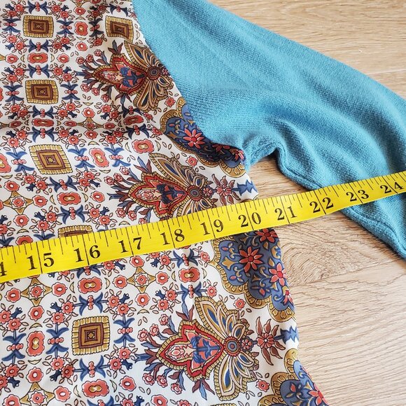 Ema Blue's Portuguese Tile Print Long Sleeved T-Shirt - Picture 2 of 6